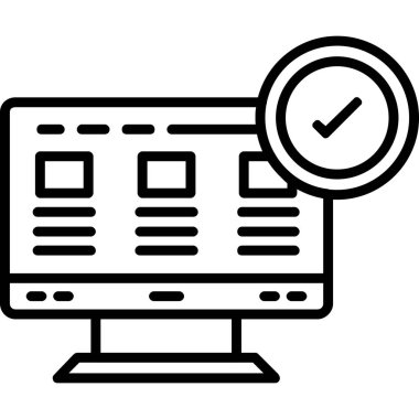 Mark Simge Vektörü 'nü kontrol et. Taslak Kontrol İşareti İşareti. İzole edilmiş Contour Sembol İllüstrasyonu