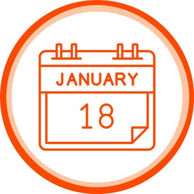 Web Kullanımı için 18 Ocak Simgesi, Basit Vektör İllüstrasyonu