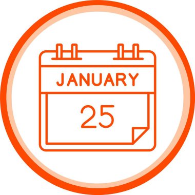 Web Kullanımı için 25 Ocak Simgesi, Basit Vektör İllüstrasyonu