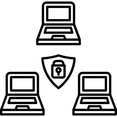 Güvenli asma kilit simgesine sahip dizüstü bilgisayar