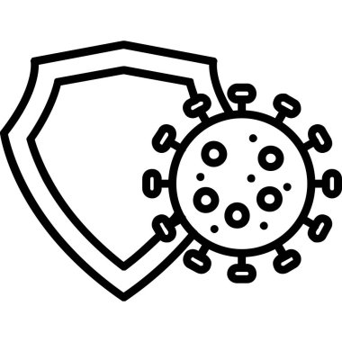 Corona virüs kalkan simgesi, dış hat biçimi