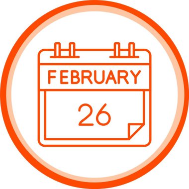 26 Şubat Simgesi, Web Kullanımı için Basit Vektör İllüstrasyonu