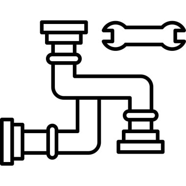 Tesisat boru ikonu. Beyaz arkaplanda izole edilmiş web tasarımı için özet sıhhi tesisat vektör simgesi