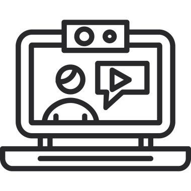 Video çağrı simgesi. Beyaz arkaplanda izole edilmiş web tasarımı için Görüntü arama vektör simgesi