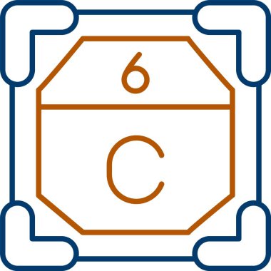 6 Karbon Simgesi, Web Kullanımı için Basit Vektör İllüstrasyonu