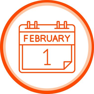 Web Kullanımı için 1 Şubat Simgesi, Basit Vektör İllüstrasyonu