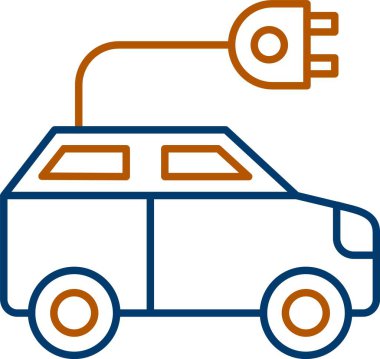 Elektrik Otomobili Simgesi, Web Kullanımı için Basit Vektör İllüstrasyonu