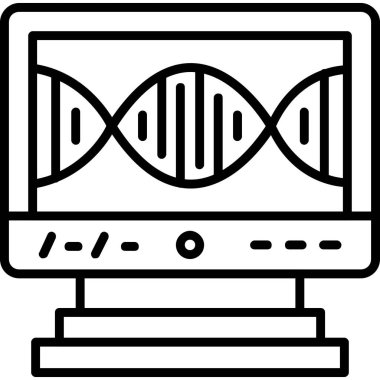 laptop DNA ikonu. beyaz arkaplanda izole edilmiş web tasarımı için dizüstü bilgisayar genetik vektör simgesi