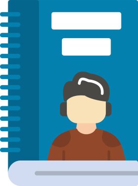 Kulaklık vektör illüstrasyonlu bir adamın düz simge tasarımı