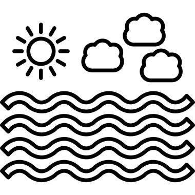 Yaz tatili ve deniz simgesi seti, vektör illüstrasyonu