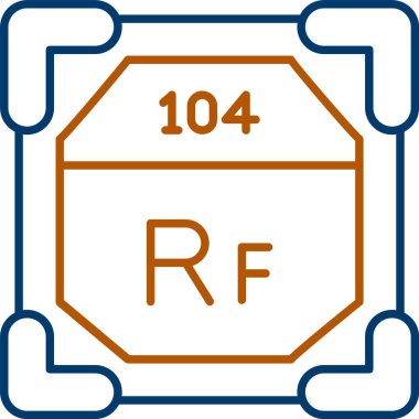 104 Rutherfordium Simgesi, Web Kullanımı için Basit Vektör İllüstrasyonu