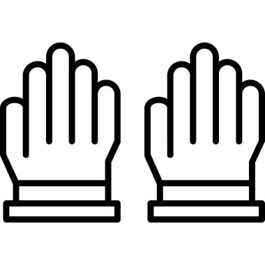 Eldiven simgesi ile el, basit taslak vektör çizimi