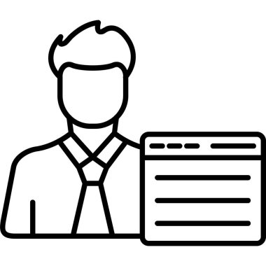 Yönetici yönetici yönetici simgesi. Beyaz arkaplanda izole edilmiş web tasarımı için çalışan yönetici vektör simgesi