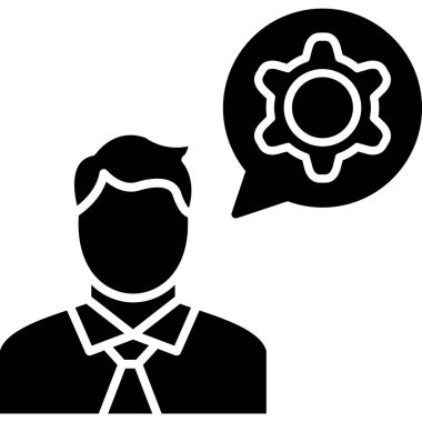 Konuşma balonu simgesi olan bir iş adamı