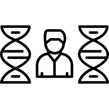 DNA araştırma ikonu. Beyaz arkaplanda izole edilmiş web tasarımı için özet DNA araştırma vektörü simgesi
