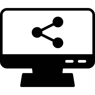 Web simgesi ile bilgisayar monitörü, basit vektör illüstrasyonu