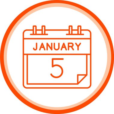 Web Kullanımı için 5 Ocak Simgesi, Basit Vektör İllüstrasyonu