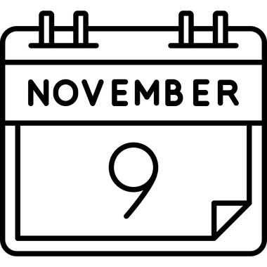 Kasım 9 - takvim simgesi - vektör düzlüğü