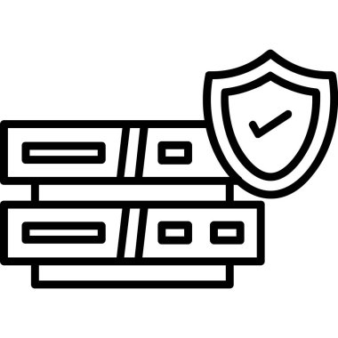 Kalkan simgesini güvene al. Beyaz arkaplanda izole edilmiş web tasarımı için ana hat güvenli kalkan vektör simgesi