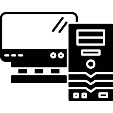Bilgisayar monitörü. Web simgesi vektör illüstrasyonu