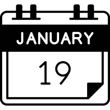 Beyaz arkaplanda 19 Ocak takvim simgesi.