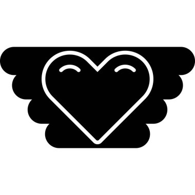 Kanatlı aşk kalbi, basit bir tarz.