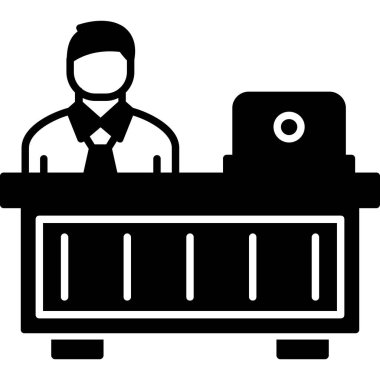 ofis yöneticisi simgesi, vektör illüstrasyonu