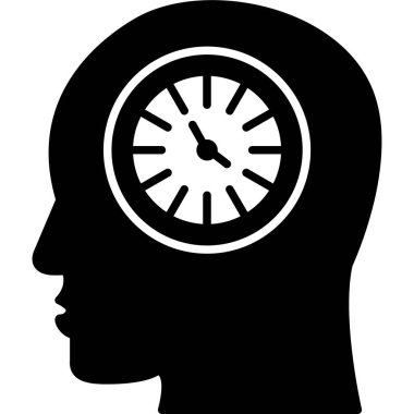 İnsan başlı saat, illüstrasyon, beyaz arkaplanda vektör.