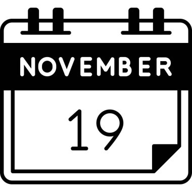 Kasım 19 takvim düz simgesi