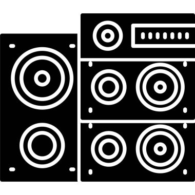 Müzik sembollü siyah beyaz hoparlör