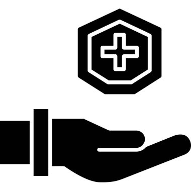 Bir şişe simgesini tutan elin vektör çizimi