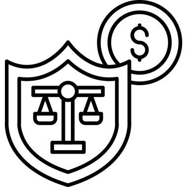 Adalet ve hukuk vektör ikonu. Arkaplanda izole edilmiş hukuk sembolü tasviri.