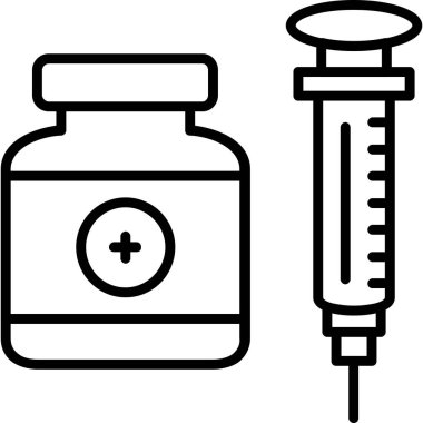 Beyaz arkaplanda izole edilmiş iğne ikonu ve vektör illüstrasyonu