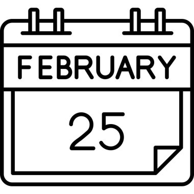 Tek bir günlük takvimdeki 25 Şubat tarihi