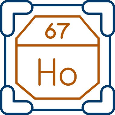 67 Holmium Simgesi, Web Kullanımı için Basit Vektör İllüstrasyonu