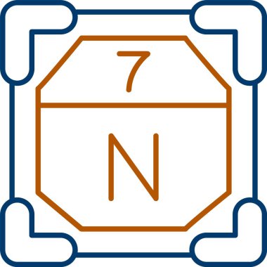 7 Nitrojen Simgesi, Web Kullanımı için Basit Vektör İllüstrasyonu