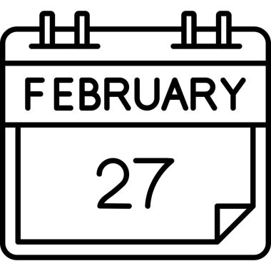 Şubat 27 - takvim tasarım tarzında simge