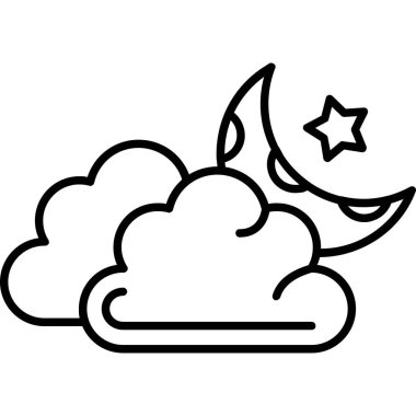 Bulutlu ay ve yıldız vektör simgesi