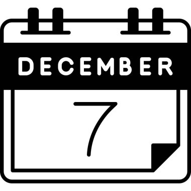 7 Aralık takvim düz ikon vektör illüstrasyonu
