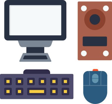 Düz vektör tasarımında bilgisayar simgeleri kümesi