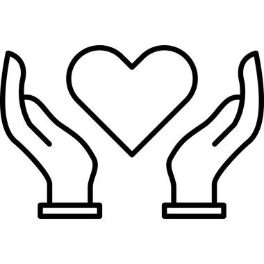 Eller simgesi olan kalp, ana hatlar biçimi