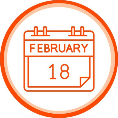 Web Kullanımı için 18 Şubat Simgesi, Basit Vektör İllüstrasyonu