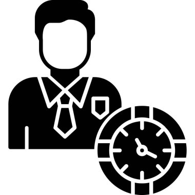 Saat simgesi vektör illüstrasyon tasarımına sahip iş adamı