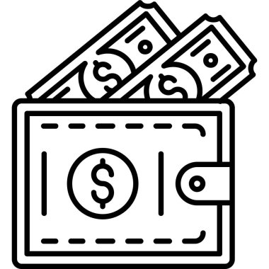 Dolar nakit para simgesi ana hatları biçiminde