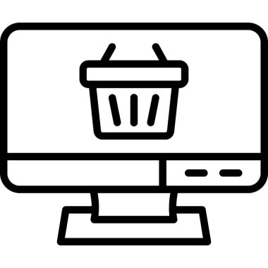 Bilgisayar Sepeti simgesi, vektör illüstrasyonu