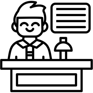 Otel resepsiyon simgesi, basit tasarım illüstrasyonu