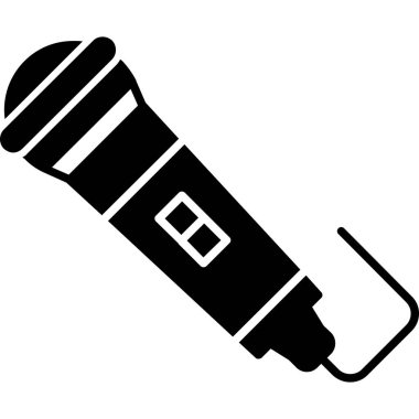 Beyaz arka plan üzerinde mikrofon simgesi. Vektör çizim