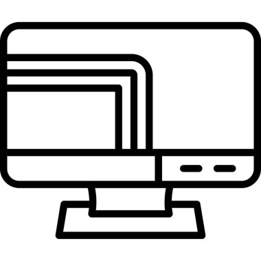 Bilgisayar monitörü simgesi. Beyaz arkaplanda izole edilmiş web tasarımı için ana bilgisayar izleme vektör simgesi