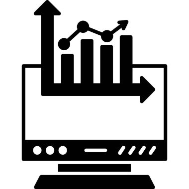 istatistik ve grafik ile bilgisayar monitörü, vektör illüstrasyon tasarımı