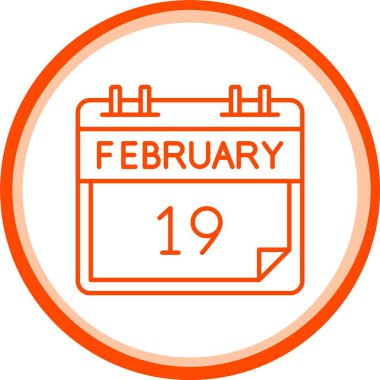 19 Şubat Simgesi, Web Kullanımı için Basit Vektör İllüstrasyonu